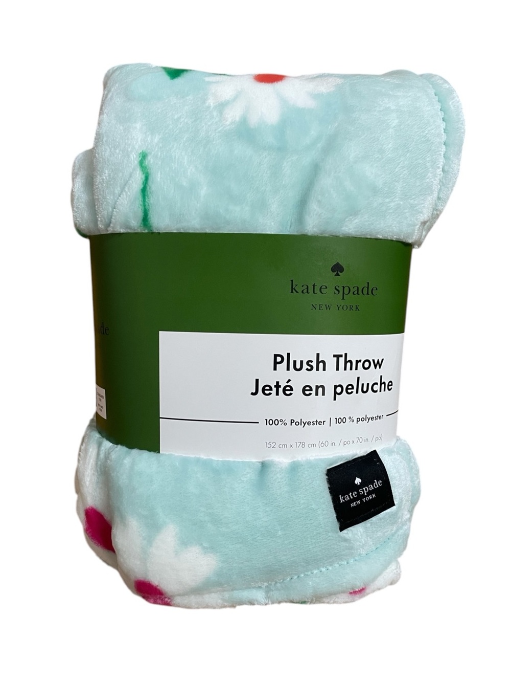 kate spade New York Mint Floral Plush Throw